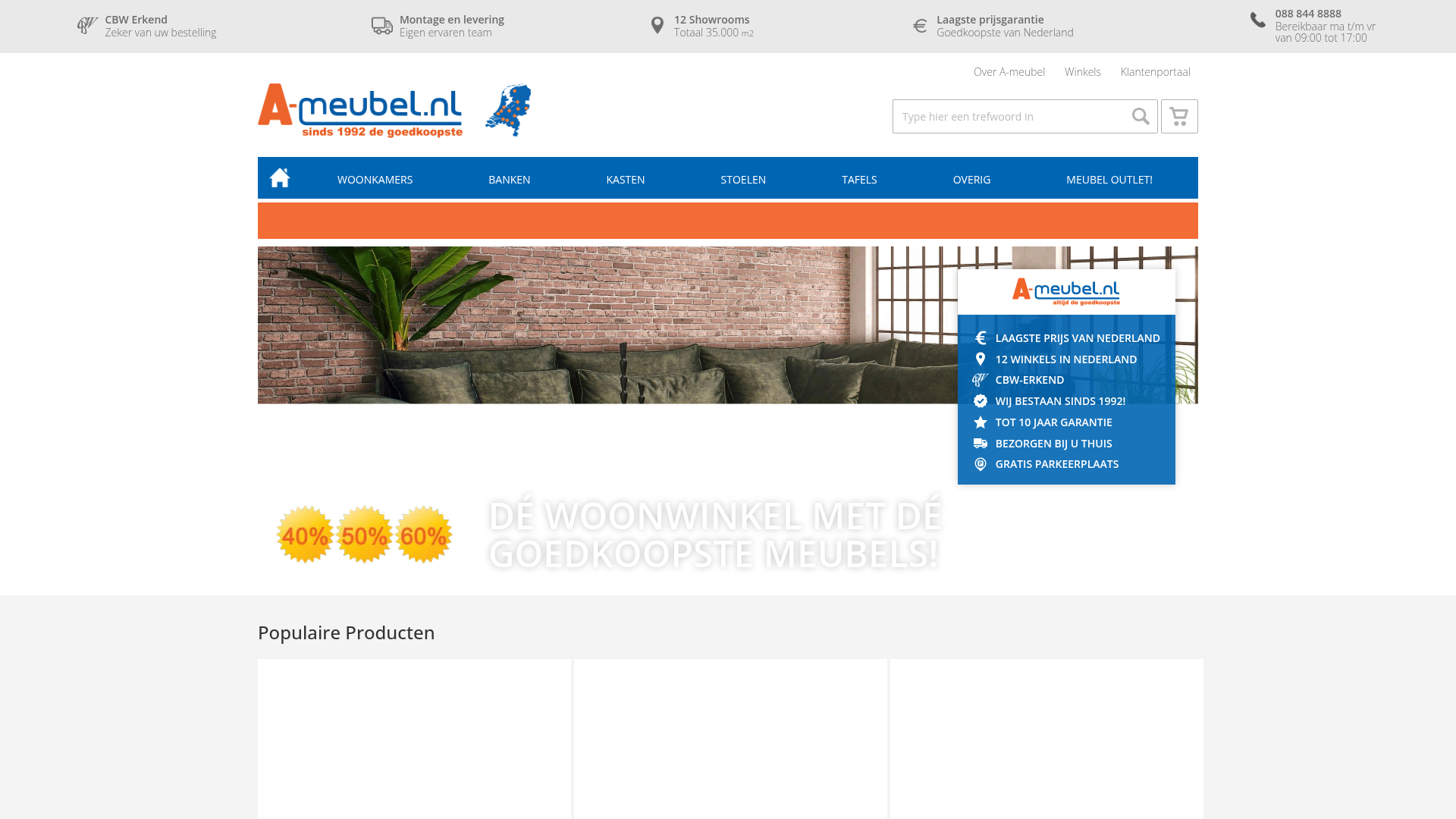 Huidige A-Meubel.nl homepage