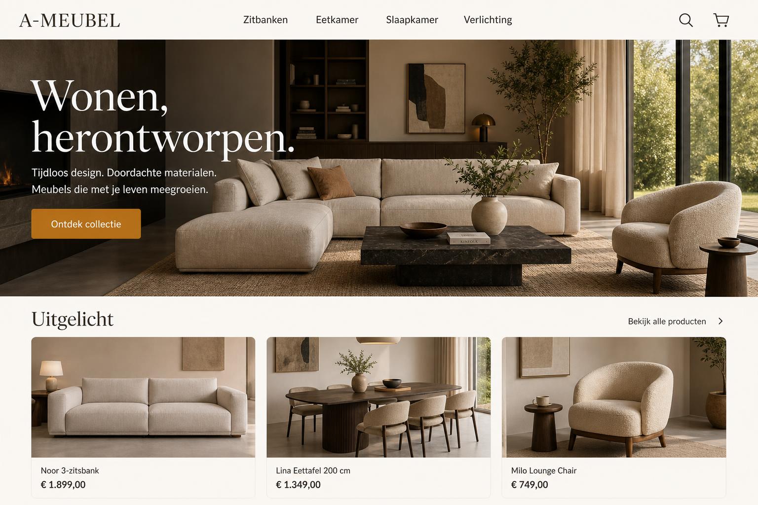 A-Meubel tablet categoriepagina Zitbanken